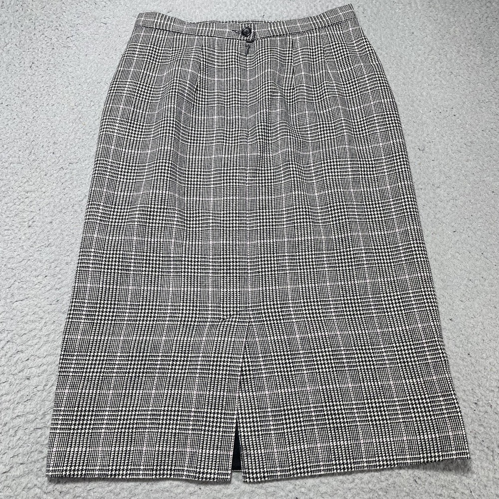 Vintage Pendleton Skirt‎ Womens 10P Gray Plaid Wool Midi Pencil Lined Workwear